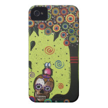 Lori Everett_ Day Of The Dead,Mexican,Skulls,birds iPhone 4 Case