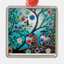 Lori Everett_ Day Of The Dead_Mexican_Skulls_DOD Christmas Tree Ornament