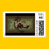 Lorie Green and Yellow Background postage