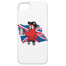 Loro rojo del pirata y Union Jack iPhone 5 Case-Mate Cárcasas