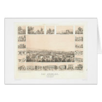 Los Angeles, CA. Panoramic Map 1857 (0903A) Greeting Cards