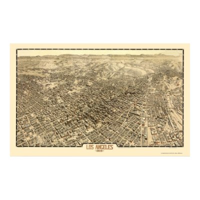 Los Angeles, CA Panoramic Map - 1909 Print