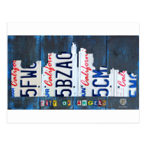 Los Angeles California Skyline License Plate Art postcards
