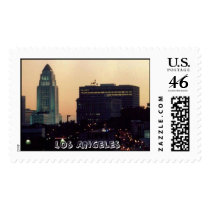 Los Angeles City Hall at dusk postage