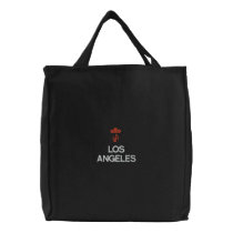 LOS ANGELES, LA BLACK TOTE EMBROIDERED TOTE BAG