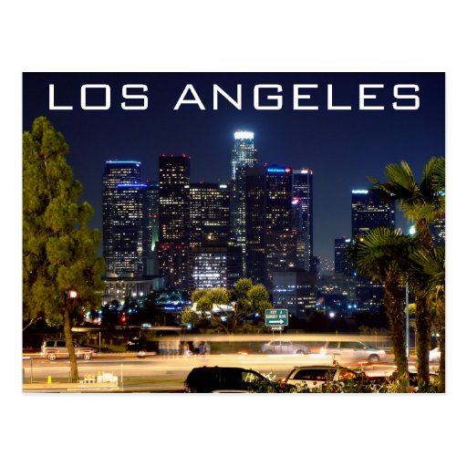 Los Angeles Night Paper Products Postcard | Zazzle