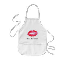 los labios, besan al cocinero delantales