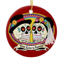 Los Novios Sugar Skull Ornament (English)