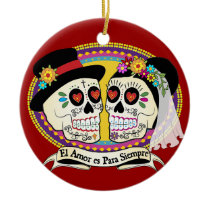 Los Novios Sugar Skull Ornament (Spanish)