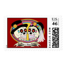 Los Novios Sugar Skull Postage (Spanish)