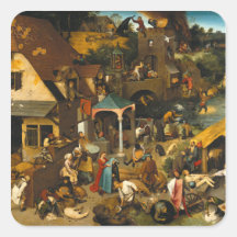 Los proverbios holandeses - Pieter Bruegel Calcomanía Cuadradas