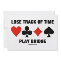 Lose Track Of Time Play Bridge (Card Suits) Personalized Invitations