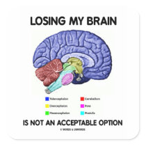 Losing My Brain Is Not An Acceptable Option Square Stickers
