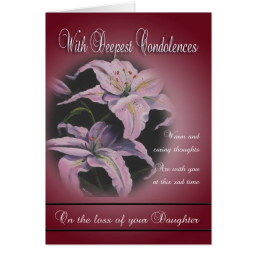 Loss of Daughter With Deepest Condolences Greeting Card Zazzle
