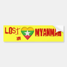 Lost in Myanmar - Flag Heart Bumper Sticker