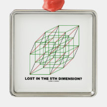 Lost In The Fifth Dimension? (Geometry Cube Humor) Christmas Tree Ornament