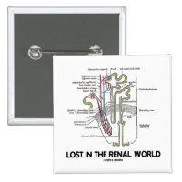 Lost In The Renal World (Kidney Nephron) 2 Inch Square Button