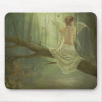 faery, fantasy, butterfly, digital, art, birds, wings, forest, woods, river, magic, Mouse pad with custom graphic design