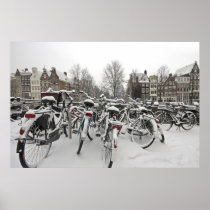 Lots of bicycles in winter in Amsterdam Netherland Print