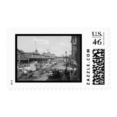 Lots of Business on West Street in New York 1901 Postage Stamp by lc_vintagephotos