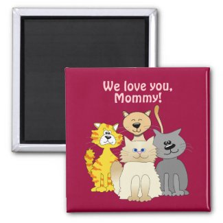 Lots of Cute Cartoon Cats We Love You Mommy