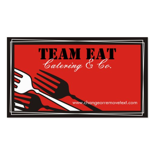 Lots of dinner dining forks cooking catering bu... business card template (front side)