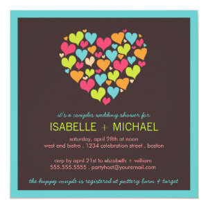 Lots of Hearts Couples Wedding Shower Invitation 5.25