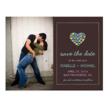 Lots of Hearts Love Save the Date Postcard