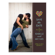 Lots of Hearts Love Teal Save the Date Postcard
