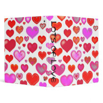 Lots of Love Hearts Cute pink red white Binder