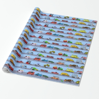 Lots of Trucks Fun Kids Gift Wrapping Paper