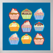 Lotsa Cupcakes Blue Poster