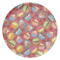 Lotsa Cupcakes n Cherries Pink Plate
