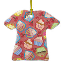 Lotsa Cupcakes n Cherries Pink Tshirt Ornament