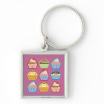 Lotsa Cupcakes Pink Keychain