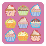 Lotsa Cupcakes Pink Square Sticker