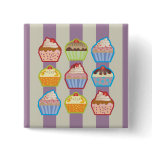 Lotsa Cupcakes Purple Stripes Button