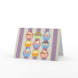 Lotsa Cupcakes Purple Stripes Greeting Card