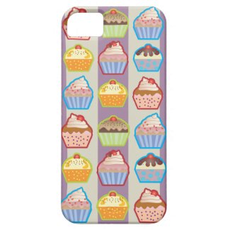 Lotsa Cupcakes Purple Stripes iPhone 5 Case