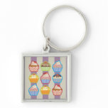 Lotsa Cupcakes Purple Stripes Keychain