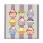 Lotsa Cupcakes Purple Stripes Magnet