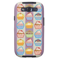 Lotsa Cupcakes Purple Stripes Samsung GalaxyS Case Samsung Galaxy S3 Cover
