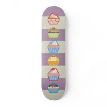 Lotsa Cupcakes Purple Stripes Skateboard