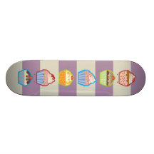 Lotsa Cupcakes Purple Stripes Skateboard