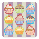 Lotsa Cupcakes Purple Stripes Square Sticker