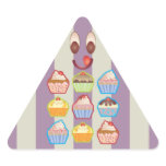 Lotsa Cupcakes Purple Stripes Triangle Sticker