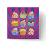 Lotsa Cupcakes Purply Blue Stripes Button