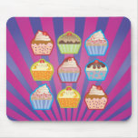 Lotsa Cupcakes Purply Blue Stripes Mousepad