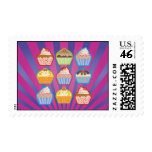 Lotsa Cupcakes Purply Blue Stripes Postage Stamp