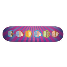 Lotsa Cupcakes Purply Blue Stripes Skateboard